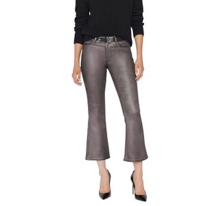 FRAME Le Crop Mini Boot Cut Jeans Coated Stretch Denim Midrise Mahogany 31 NWT